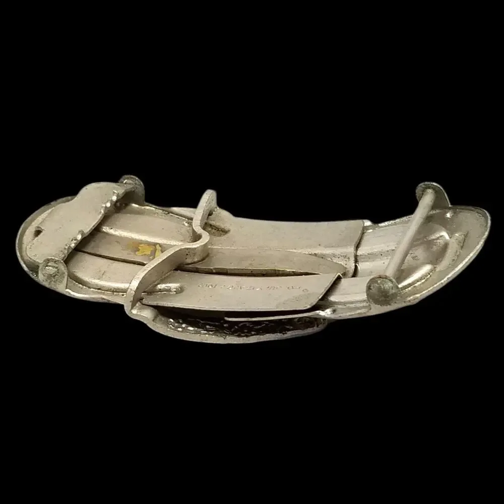 Antique Belt Buckle Small 1900s Two-Piece Horseshoe‎ Clamp Closure Western Women